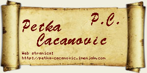 Petka Cacanović vizit kartica